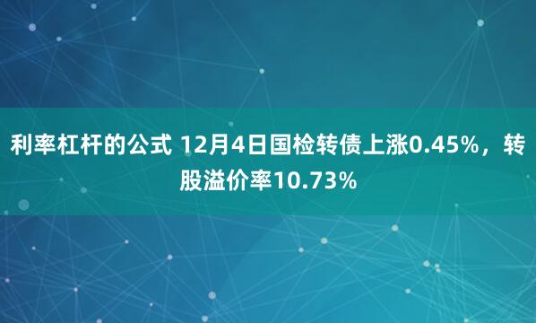 利率杠杆的公式 12月4日国检转债上涨0.45%，转股溢价率10.73%