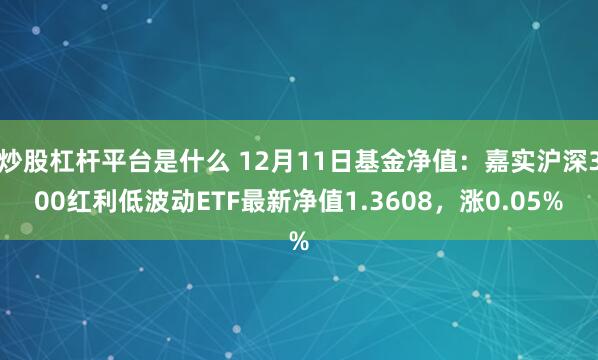 炒股杠杆平台是什么 12月11日基金净值：嘉实沪深300红利低波动ETF最新净值1.3608，涨0.05%