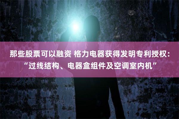 那些股票可以融资 格力电器获得发明专利授权：“过线结构、电器盒组件及空调室内机”