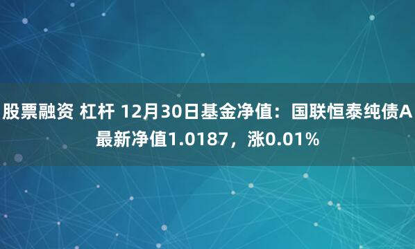 股票融资 杠杆 12月30日基金净值：国联恒泰纯债A最新净值1.0187，涨0.01%